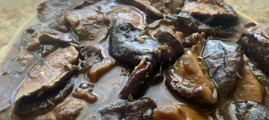 Setas shiitake caramelizadas