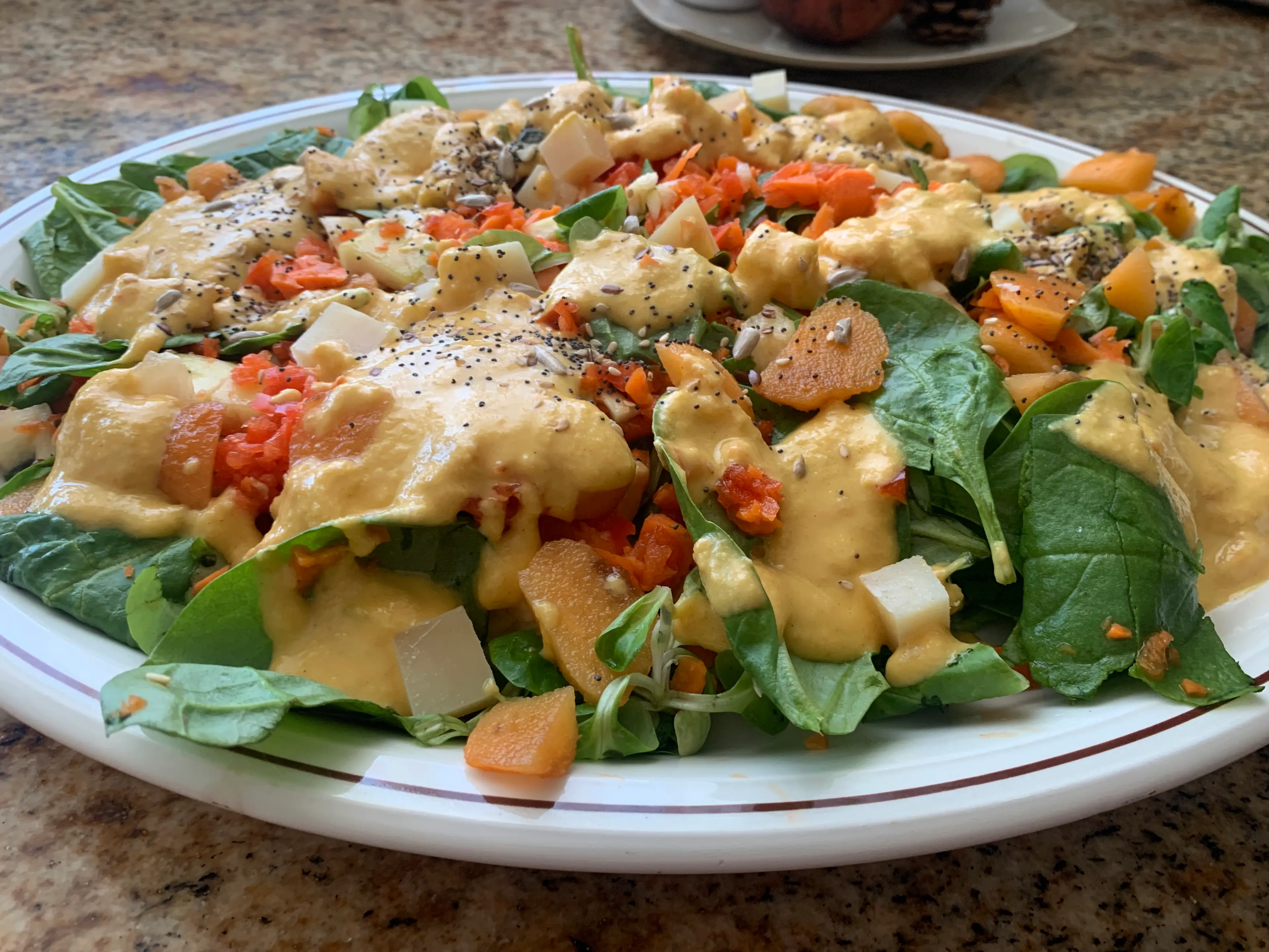Step <p>Echa la salsa en la ensalada y mezcla. Toma enseguida.</p>
<p>Buen provecho!!!</p> illustration