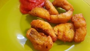 Fingers de Merluza con salsa de tomate sin gluten, sin lactosa, sin huevo con Thermomix®