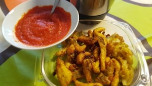 Fingers de Merluza con salsa de tomate sin gluten, sin lactosa, sin huevo con Thermomix®